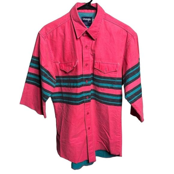 VTG USA Wrangler Pink Brushpopper Work Shirt - Picture 1 of 3